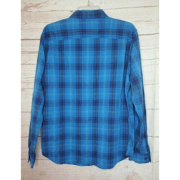 Columbia Sportswear Company Men's Med Blue Plaid Regular Fit Long Sleeve Shirt - Picture 5 of 11